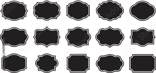 Set of vintage label and badges shape collections. Vector illustration. Black template for patch, insignias, overlay