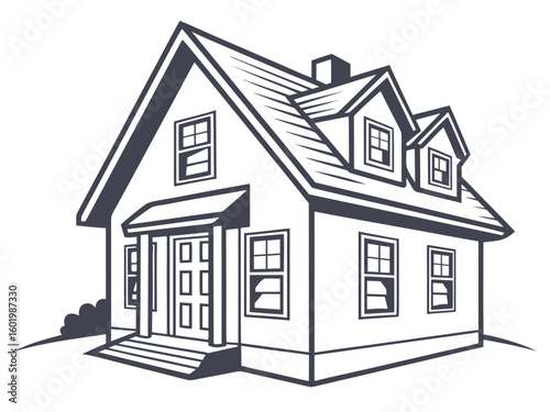 A woman cleans in front of a charming home, symbolizing home maintenance.