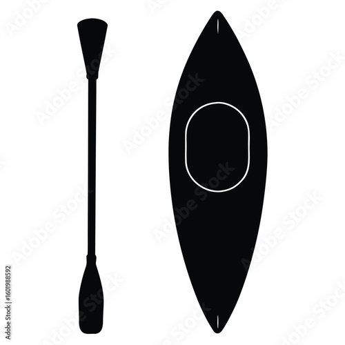 Black kayak and paddle silhouette