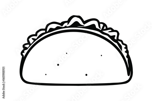 black and white taco illustration menus food blogs fun culinary designs vector illustration