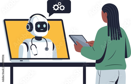 Virtual doctor ai robot online consultation healthcare technology telemedicine innovation 100 char editable