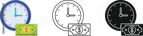 Time is money concept vector illustration for business investment and financial planning icon set editable