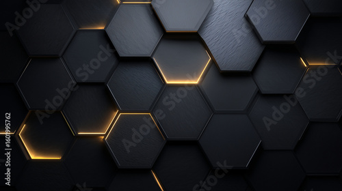 Gold soccer ball hexagonal pattern on black background seamless design wallpaper