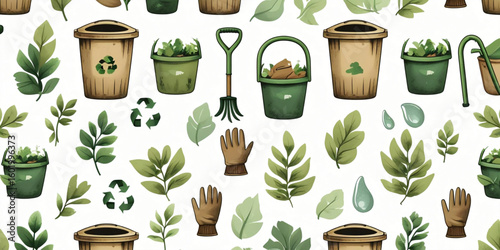 Eco Seamless Pattern for World Cleanup Day