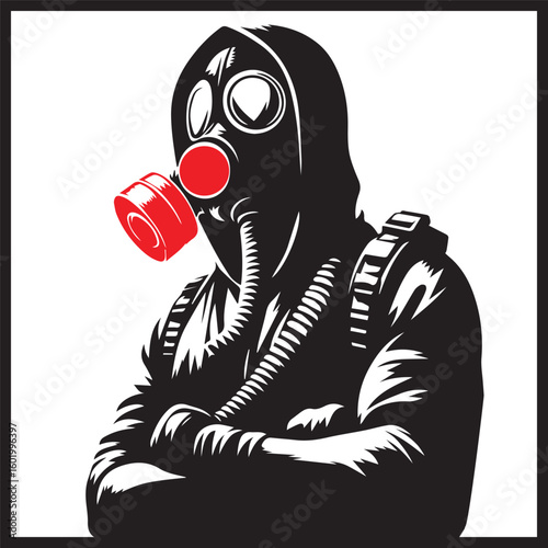 man wear gas mask vector