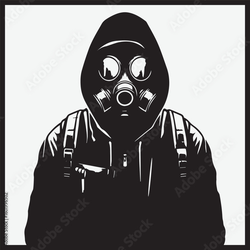 black and white man wear mask