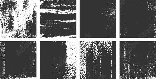 Grunge Square Texture Pack – Abstract Black and White Rough, Vector dust overlay distress grunge black and white abstract transparent background,