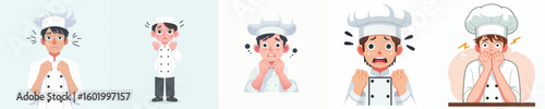 chef character vector with scared expression
