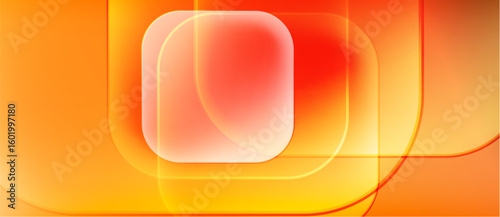 Abstract orange layers create glowing rounded squares. Warm tones dominate composition, suggesting energy, depth. Smooth gradients define shapes.