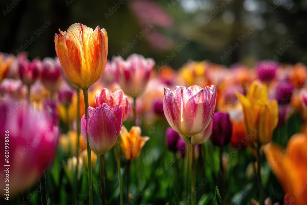Obraz premium Springtime park tulips flourishing