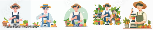farmer character vector blending fruit