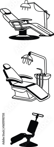Dental Chair with Lamp Clip art, Dentist Equipment Vector Illustration.