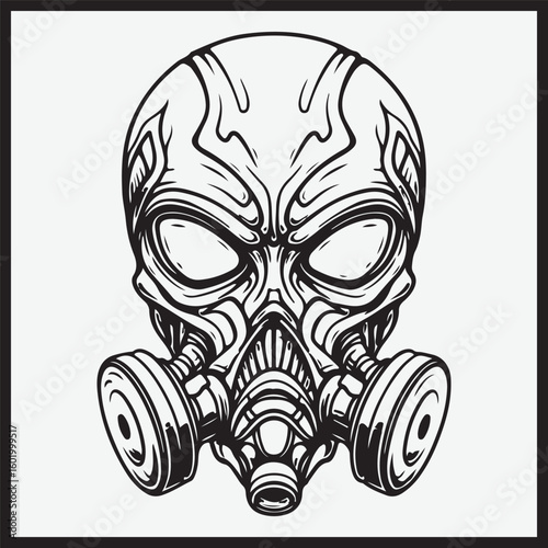 alien gas mask vector