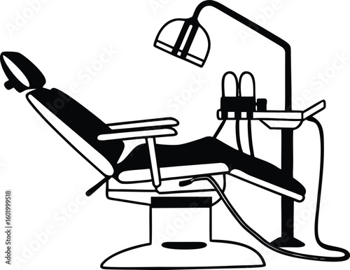 Dental Chair with Lamp Clip art, Dentist Equipment Vector Illustration.