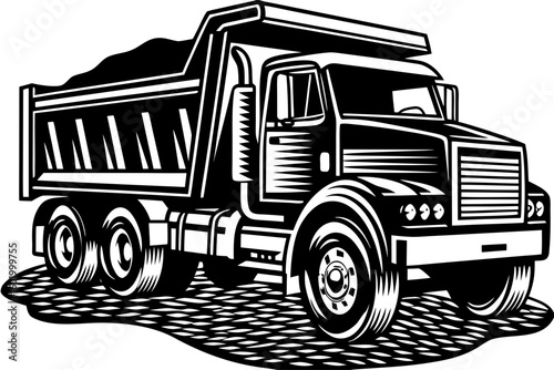 Dump Truck Illustration – Heavy Construction Hauler Vector Design