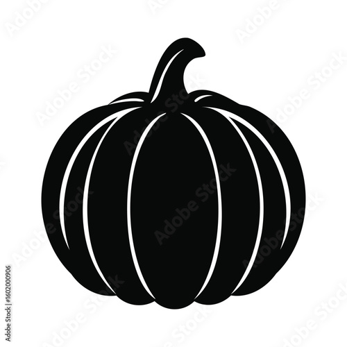 Bold black pumpkin silhouette festive Halloween and autumn harvest designs vector illustration