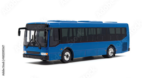Blue City Bus Isolated on White.