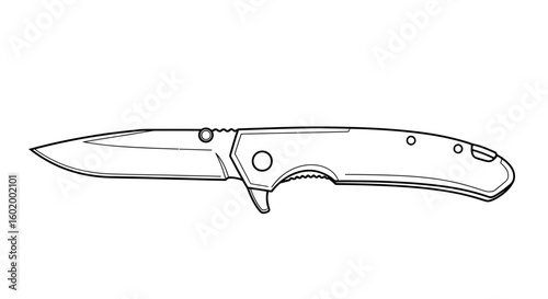 Detailed Sketch of a Foldable Pocket Knife – Utility and Precision