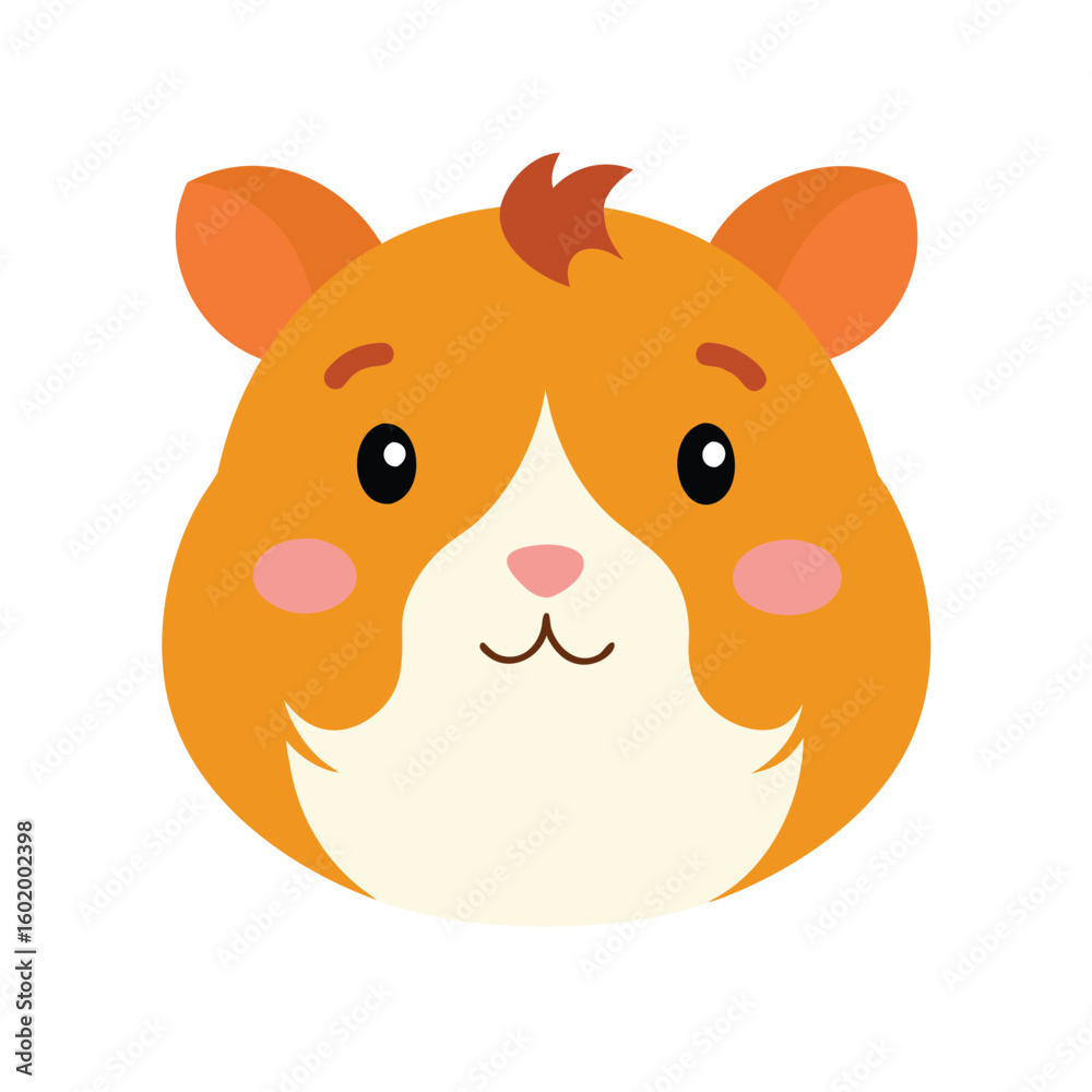 Obraz premium Chubby cheek guinea pig head icon shown in basic line style on white background