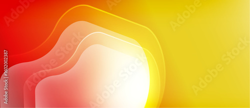 Abstract gradient background. Warm colors blend, creating flowing shapes. Red transitions to yellow, with bright center. Simple design.