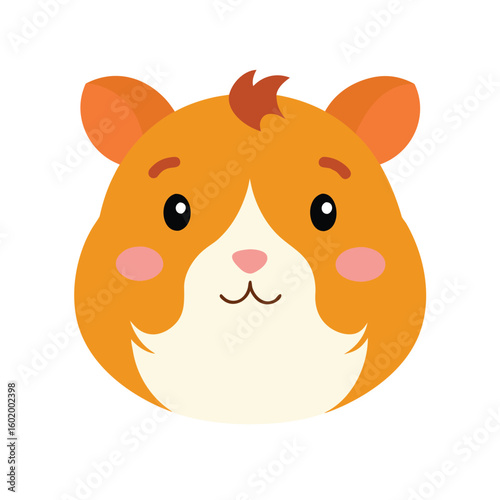 Chubby cheek guinea pig head icon shown in basic line style on white background