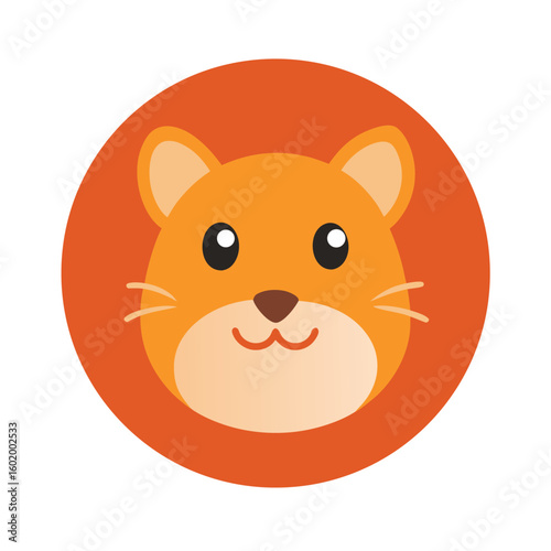 Minimalist hamster head icon with round shape shown on clean white background design