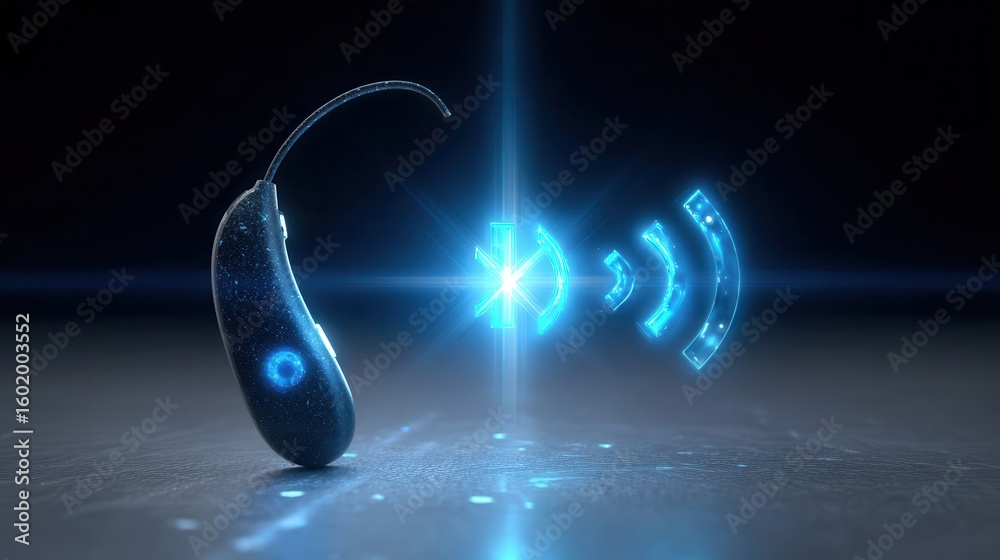 © Ariestia - Modern hearing aid with wireless technology.