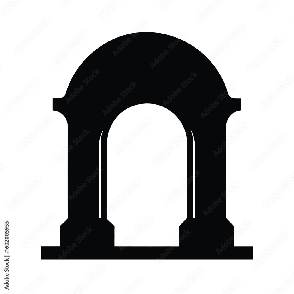 Fototapeta premium Silhouette of an arch with flat base icon shown in minimal design on white background