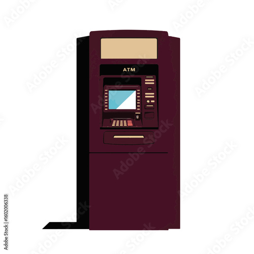 Stylized ATM machine silhouette on white background, financial access