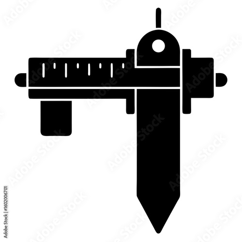 Depicts a caliper tool measurement device silhouette vector illustration