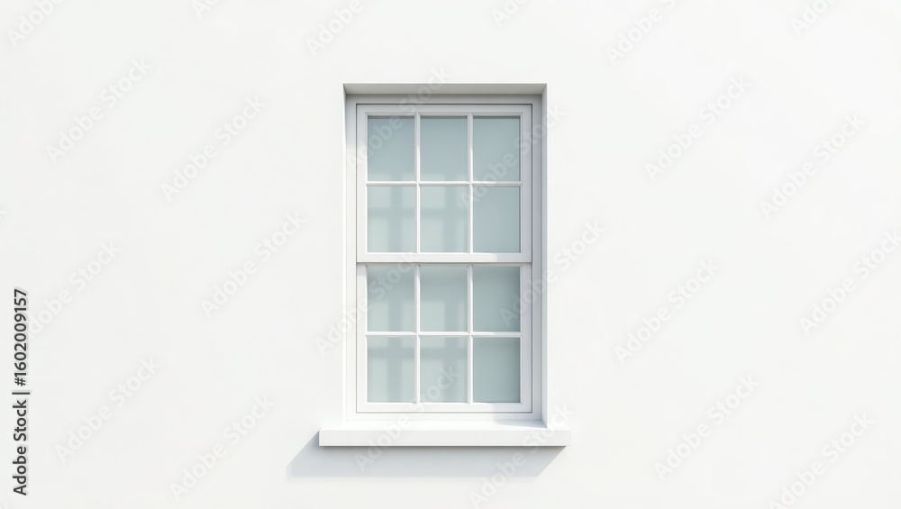 Obraz premium White window on a white wall.