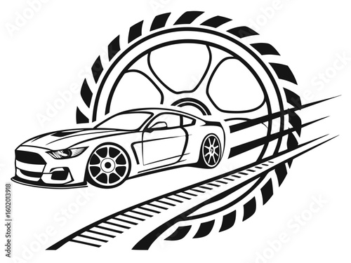 Automotive Logo Featuring a Tire and Wheel Design