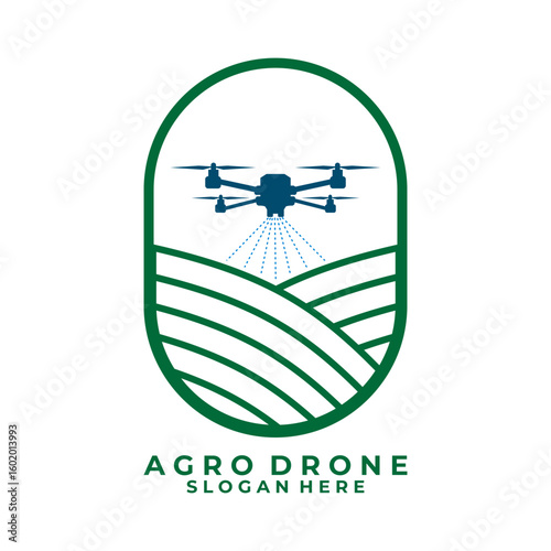 Agriculture Drone logo design vector template. Drone water for farm field logo design icon