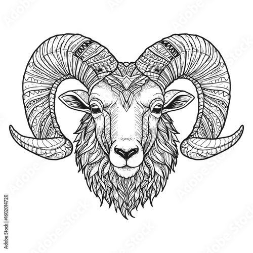Tribal Ram Vector Illustration Zodiac Aries Tattoo Design
