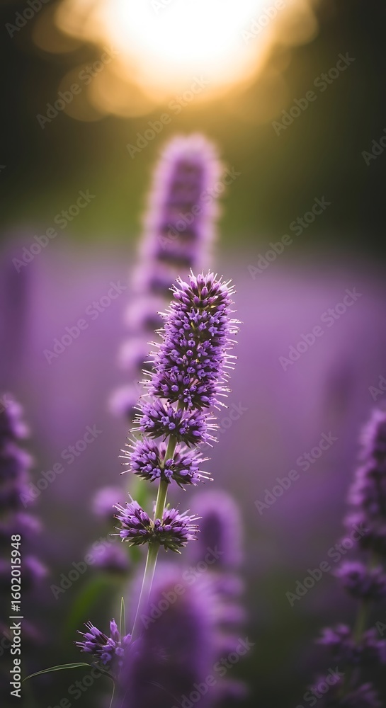 Obraz premium Lavender Dreams: A Serene and Close-Up View of Delicate Purple Lavender Flowers