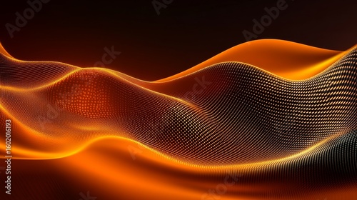 Flowing waves of orange light create a mesmerizing visual in a digital art piece inspired by abstract design