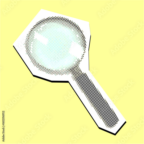 Magnifying glass dotted collage element pointillize in paper torn vector. Perfect for research, discovery, or investigation concepts.