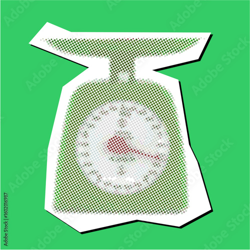 Weight scale dotted collage element pointillize in paper torn vector. A unique, textured design with a pointillism effect, simulating a weight scale