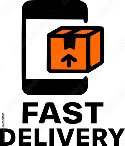 Smartphone screen displaying a package, signifying rapid order fulfillment and quick delivery service.