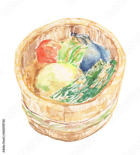 ぬか漬けの水彩イラスト