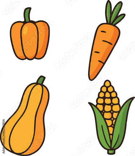 set of vegetables vector