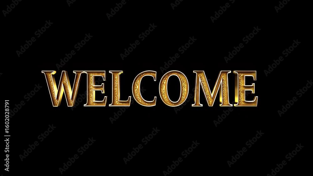 luxury 4K welcome animation golden text shimmering green screen background perfect elegant intros business openings celebratory digital greetings chroma key