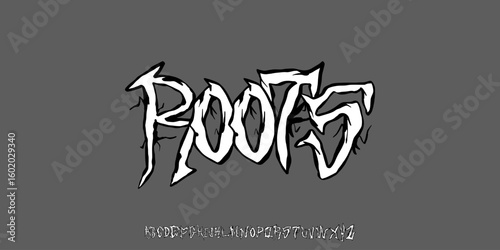 Original Hardcore Abstract fonts, hand drawn alphabet letters music font lettering typeface. dark vintage . Rock poster sign, album, t shirt print, handwritten Gothic font.vector illustration