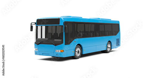 Modern Blue City Bus Transportation Vehicle.