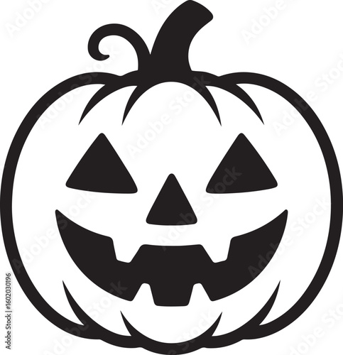 Happy halloween jack o lantern silhouette isolated on transparent background