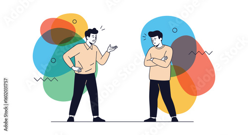 Disagreement between two men demonstrating conflict resolution techniques and communication strategies