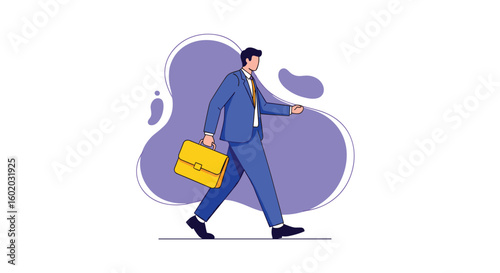 A professional businessman walking with a briefcase during a business meeting with clients