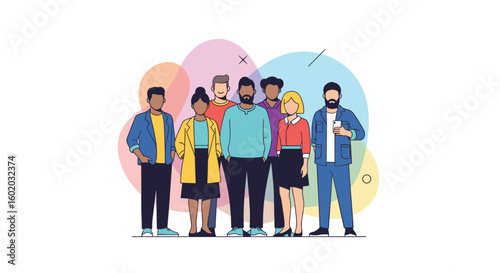 Diverse group of people standing together representing teamwork and community spirit