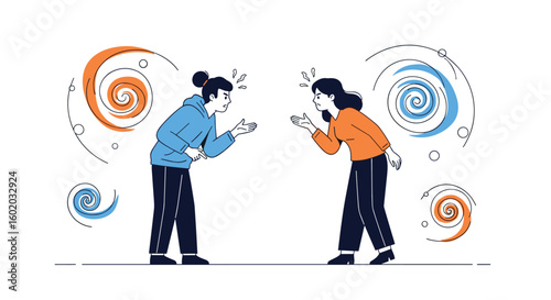 Two people having a heated argument their body language showing frustration and disagreement