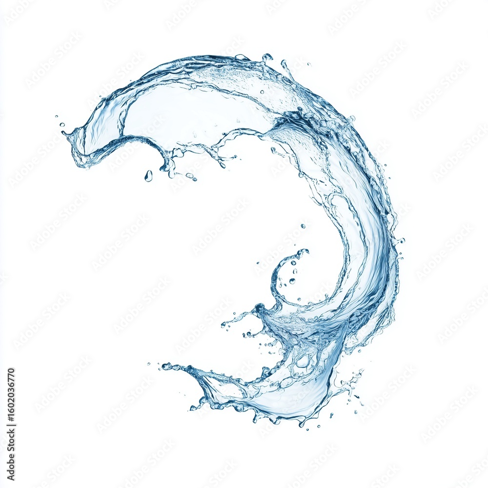 Obraz premium High-resolution water splash element on a clean white background.
